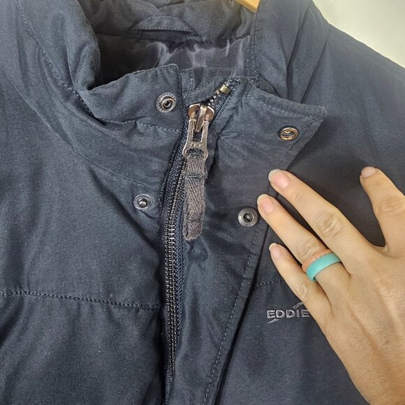 Eddie Bauer Mens Goose Down Puffer Jacket Sz L Black EB550 Fill Gorpcore - Picture 3 of 13